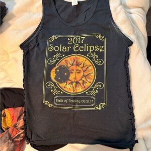 Solar Eclipse Graphic Tank Top - Black